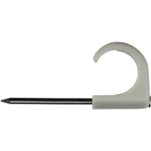Clips TC-C5M 14-20 Ø2,0/45mm lysegrå - Rundclips plastik med søm i syrefast rustfrit stål – pk. á 100 stk
