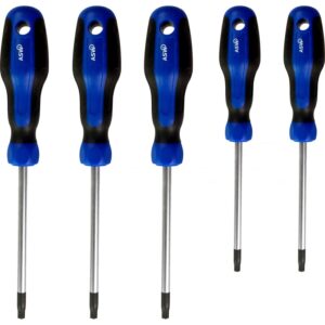 Skruetrækkersæt med 5 stk med Torx kærv, TX10, TX15, TX20, TX25 og TX30