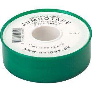 Jumbotape 15m 19x0,2mm til damp, drikkevand og varme Til store gevind Temperaturområde fra  -200°C til +160°C