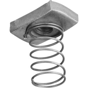 Profilmøtrik med M10 gevind med lang 33mm fjeder varmgalvaniseret
