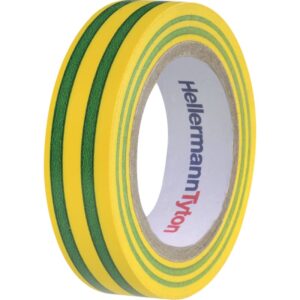 Tape PVC grøn/gul 0,15 mmx15mmx10m – pk. á 10 stk