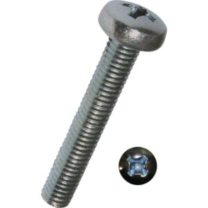 Maskinskrue M4x50mm DIN 7985 panhoved, elforzinket Phillips kærv PH2 – pk. á 100 stk