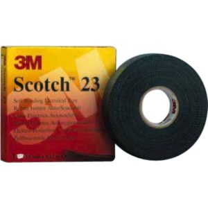 Scotch 23 Vulkaniserende tape sort 19mm x 9,15m For primær isolation op til 69kV. Selvvulkaniserende.