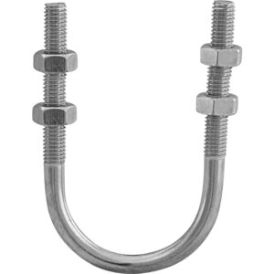 U-bøjle lang Ø48,3 mm 1.1/2" med 8mm gevind, med møtrikker og skiver. Rustfri A4 AISI 316