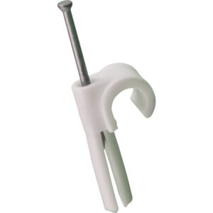 Mepac plugclip med søm for kabel 8-11 mm. Hvid. Bor Ø 5,5 mm – pk. á 100 stk