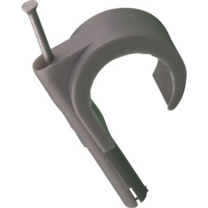 Mepac plugclip med søm for kabel 19-22 mm. Grå. Bor Ø 5,5 mm – pk. á 100 stk