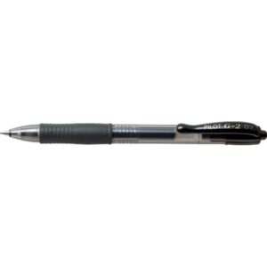 Gelpen sort Pilot BL-G2-5 kuglediameter 0,5mm. Stregbredde 0,3mm. Med trykmekanisme. Synlig blækstand. 1 pakke med 12 stk