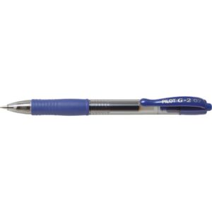 Gelpen blå Pilot BL-G2-5 kuglediameter 0,5mm. Stregbredde 0,3mm. Med trykmekanisme. Synlig blækstand. 1 pakke med 12 stk