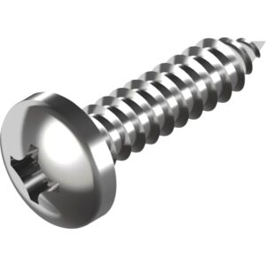 Pladeskrue 4,8x38mm DIN 7981 Z Rustfri A4, med panhoved krydskærv Pozidriv PZ 2 – pk. á 500 stk