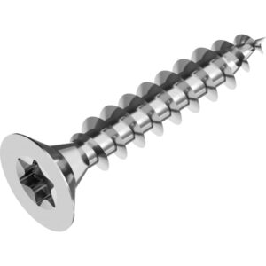 Spunskrue 3x16mm Rustfri A2, undersænket hoved Torx® 10 kærv med fuld gevind – pk. á 1000 stk