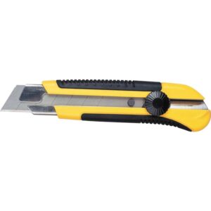 STANLEY® DYNAGRIP® Kniv med knækblade 25mm. Knivbladet spærres af et takket hjul for øget sikkerhed og præcision i skæringen