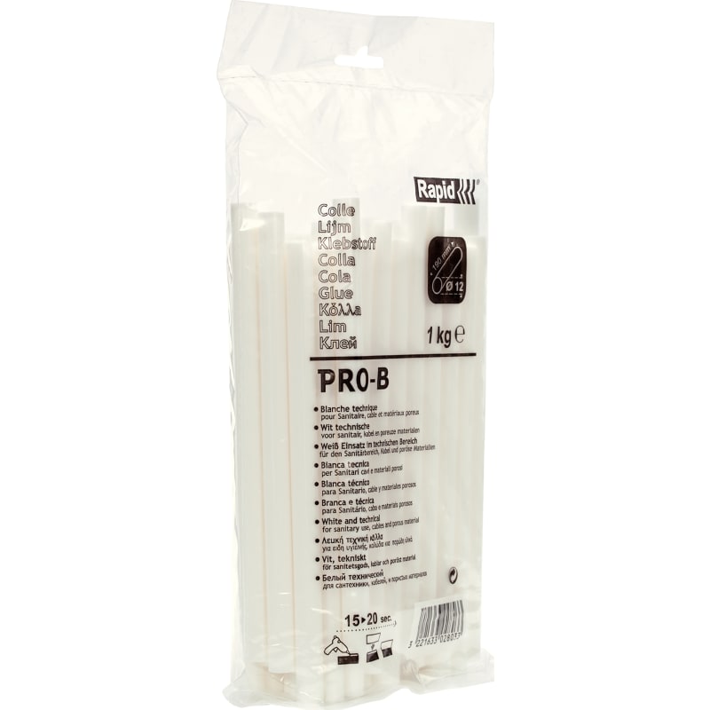 12 mm hvide limpatroner til sanitet og kabler. Pakke med 1 kg.
