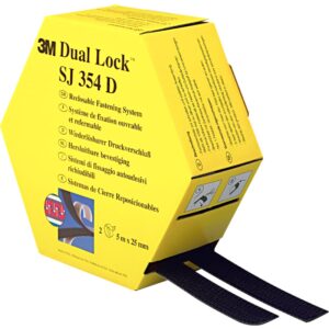 Dual Lock SJ354D, sort Dispenser med 2x5m, bredde 25mm Klæbestof: Gummi Velegnet til indendørs brug