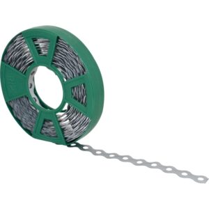 Galvaniseret bølget hulbånd 12x0,8mm med kontinuerlig perforering Ø 5mm (uden perforering tilgængelig efter behov) Rulle á 10m – 10 meter