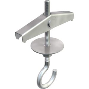 Fjederklap pløk M4x70mm Bor dia 14mm med skive og krog – pk. á 50 stk