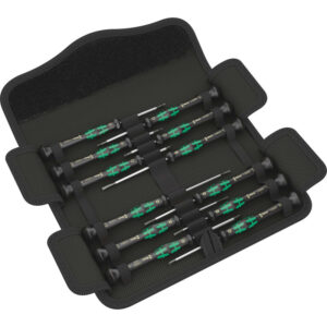 Wera Kraftform Micro-Set/12 SB 1 elektronik-skruetrækkersæt i foldetaske til fastgørelse i bælte 12 dele, PH,TX,SL
