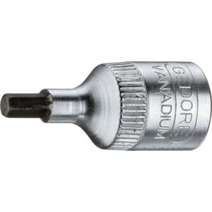 Top 1/4" med bits for indvendig sekskant 4mm, længde 28mm, bitslængde 7,0mm, Gedore specialstål forkromet