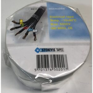 PVC isoleringstape 50 mm x 20 m, hvid