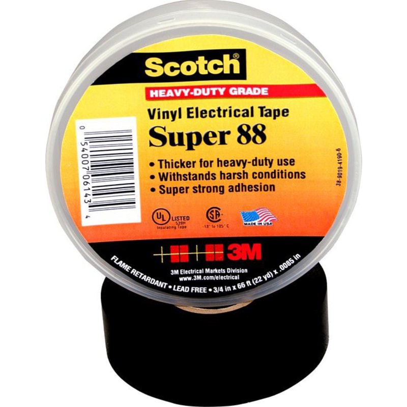 Scotch® Super 88 sort helårs premium kvalitet isolations vinyl tape 19 mm x 20 m 0.22 mm tyk
