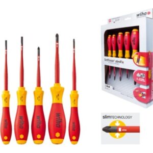 Wiha slimFix LAUS / 1000V skruetrækkersæt 5 dele – 1x Torx 10, 1xPZ1, 1x PZ2, 1xLK3,5, 1x LK4,0
