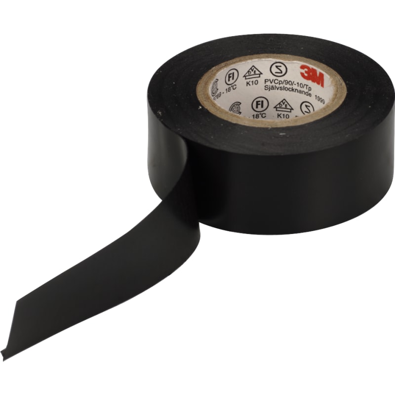 Scotch® Super 88 vinyl tape sort 19mmx6mx0,22mm. Anvendes til at isolere ledninger mod alle vejrforhold