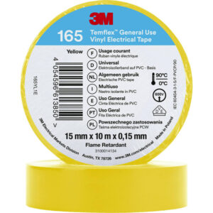 3M™ Temflex™ el vinyltape 165, Gul, 15 mm x 10 m, 100 rl/pk