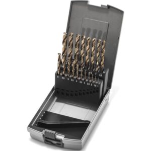 Borkassette HSS Tornado 19 stk 1-10mm i 0,5mm spring i kassette Til boring i træ, metal og plast