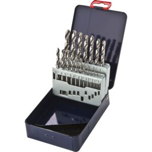 Metalbor HSS slebne 19stk Borsæt 1-10mm  med 0,5mm spring  levers i metalboks