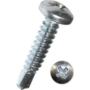 Pladeskrue 4,8x38mm DIN 7504 med borespids, elforzinket panhoved og phillips kærv PH2 – pk. á 100 stk