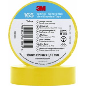3M™ Temflex™ el vinyltape 165, Gul, 19 mm x 20 m, 100 rl/pk