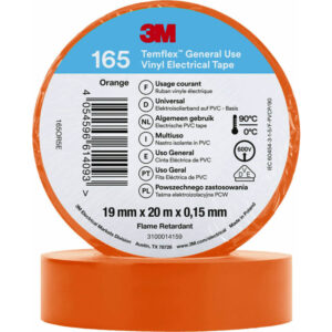 3M™ Temflex™ el vinyltape 165, Orange, 19 mm x 20 m, 100 rl/pk – pk. á 100 stk