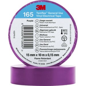 3M™ Temflex™ el vinyltape 165, Violet, 15 mm x 10 m, 100 rl/pk