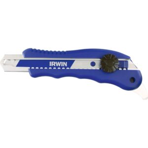 Knæk-af kniv 18mm med låseskrue og tæppehage med Bi-Metal ,Blue, knæk-af blad