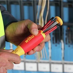 Wiha LiftUp LAUS / 1000V magasin-bitsskruetrækker med 6 slimBits LK 3/4/5.5/PH1/PH2/SLPZ2