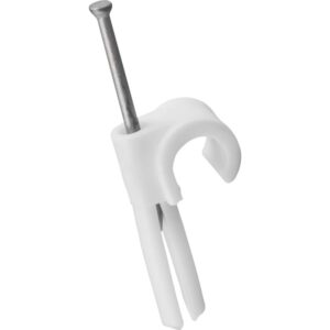 Mepac plugclip med søm for kabel 11-15 mm. Hvid. Bor Ø 5,5 mm – pk. á 100 stk